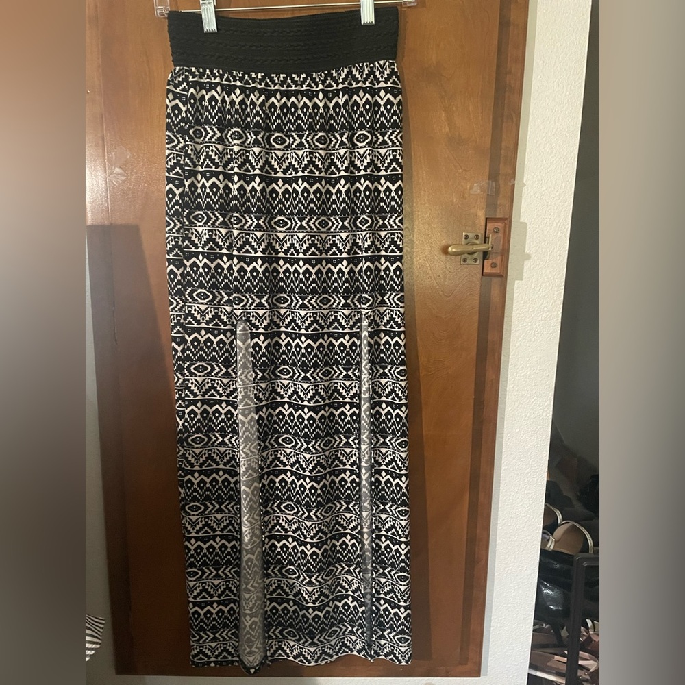 Double Thigh High Slit Maxi Skirt